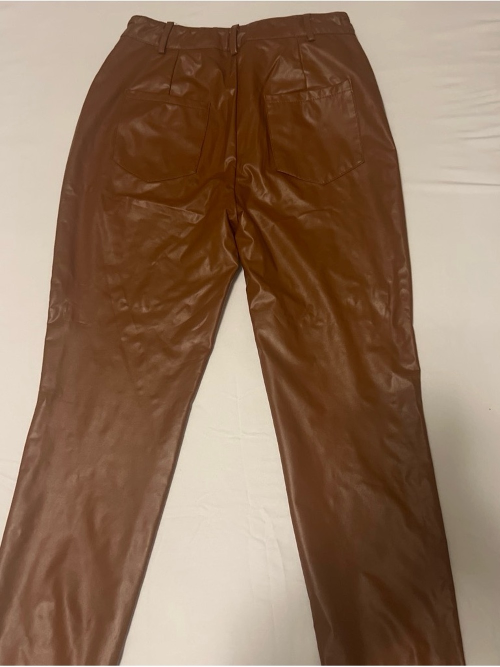 SHEIN Brown Faux Leather High-Waist Pants